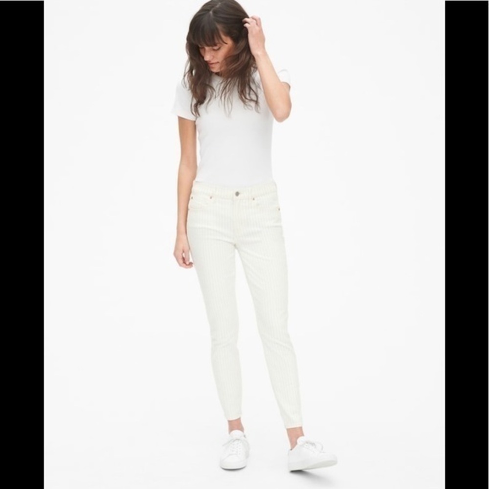 NWT Gap Mid Rise Stripe True Skinny Ankle Jeans
